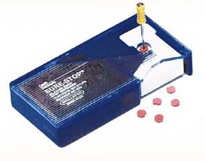 Sure-Stop red silicon endo stop dispenser with built-in length measurement device and 200 endo