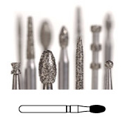 Midwest FG #379.018 Medium Grit, Esthetic Trimming Egg Diamond Bur. Package of 5 Burs