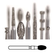 Midwest FG #379.023 Supercoarse Grit, Esthetic Trimming Egg Diamond Bur. Package of 5 Burs