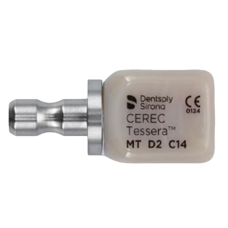 CEREC Tessera Advanced Lithium Disilicate CAD/CAM Milling Block, C14, MT, Shade D2, 4/Pk. Combines