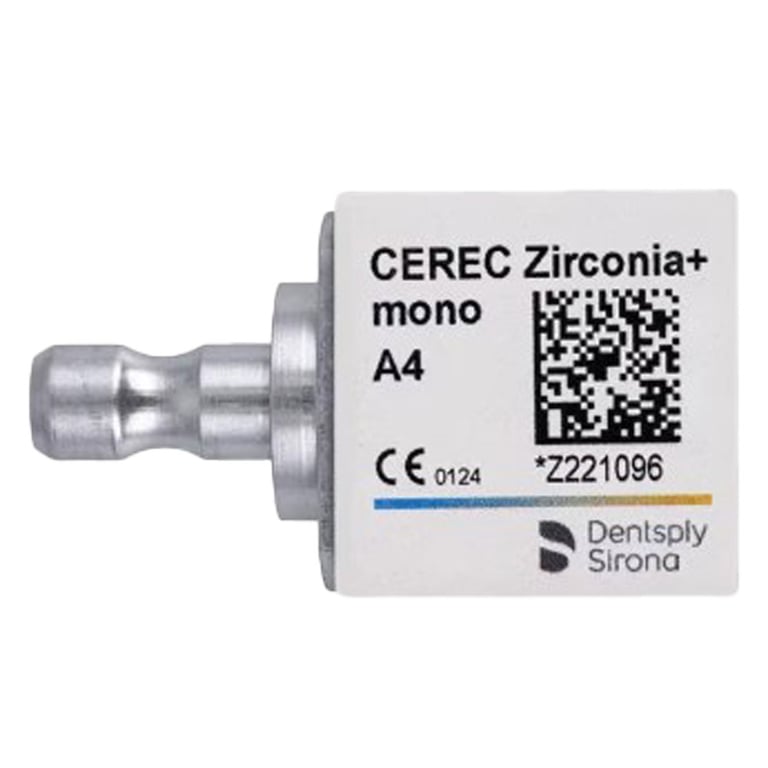 CEREC Zirconia+ Zirconium Oxide Milling Blocks, Mono, Translucent, Shade A4, 3/Pk. Designed