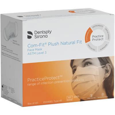 Com-Fit Plush Natural Fit Masks - WHITE 40/Bx. ASTM Level 3. Ear-Loop. CFP-3 heavy fluid