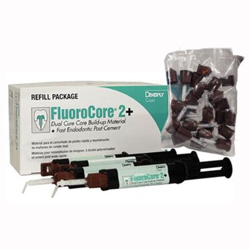 Fluorocore 2+ Tooth Color Core Build-Up Material, Dual Cure, 4 - 4.75g Syringe Refill, 25 mixing