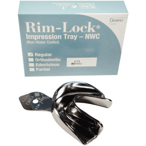Rim-Lock #L13 Lower Full-Arch Solid Metal Impression Tray, 1/Pk. Non-water cooled. Suitable