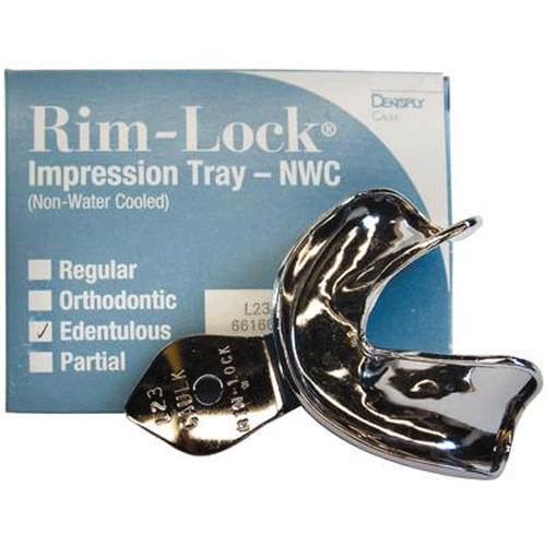 Rim-Lock #L23 Lower Full-Arch Edentulous Solid Metal Impression Tray, 1/Pk. Non-water cooled
