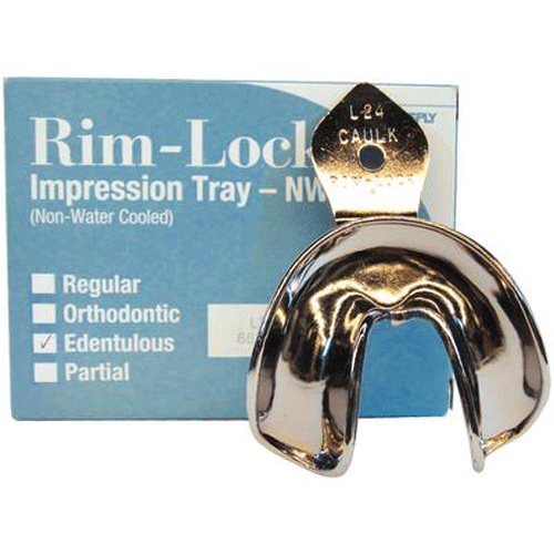 Rim-Lock #L24 Lower Full-Arch Edentulous Solid Metal Impression Tray, 1/Pk. Non-water cooled