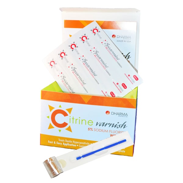 Citrine 5% Sodium Fluoride Varnish with TCP - Spearmint. 50 x 0.4ml unit doses/box. New Generation