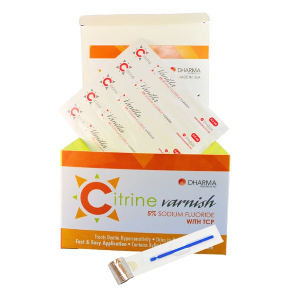 Citrine 5% Sodium Fluoride Varnish with TCP - Vanilla. 50 x 0.4ml unit doses/box. New Generation