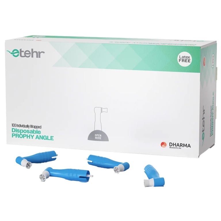 Etehr Disposable Prophy Angle, Firm Cup, Blue, 100/Pk. Ribbed and Webbed. Fits all standard