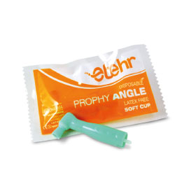 Etehr Disposable Prophy Angle with SOFT Cup Green 100/Pk. Ribbed and Webbed. Fits all standard