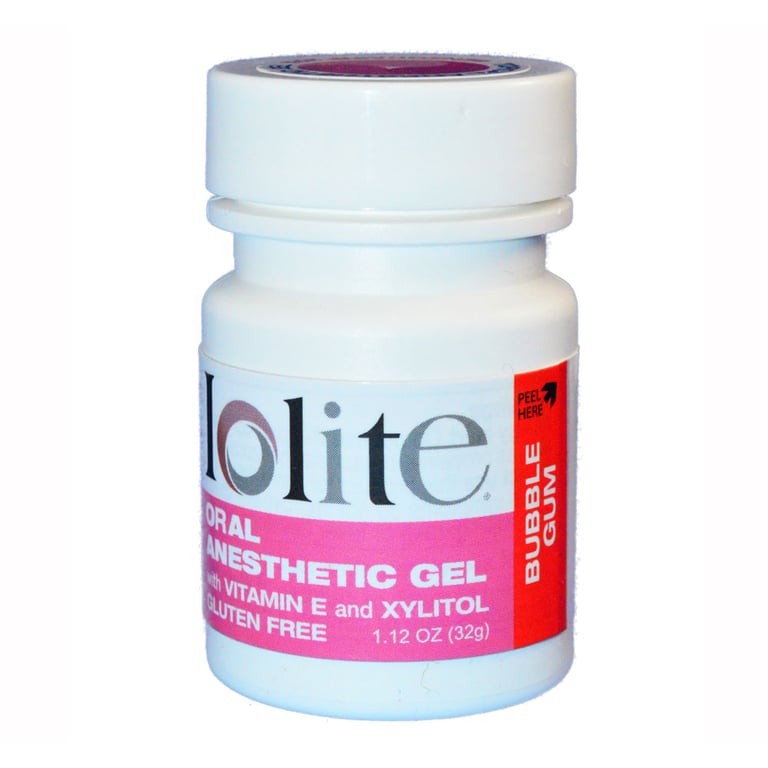 Iolite Topical Anesthetic Gel, 20% Benzocaine, Bubblegum, 1.12 oz Jar, 1/Pk. Fast-acting