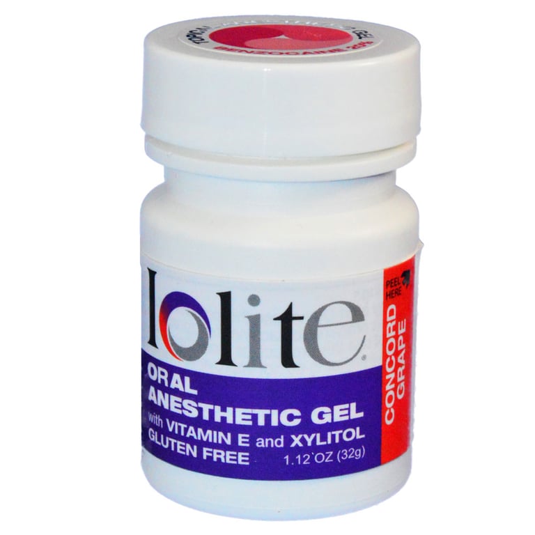 Iolite Topical Anesthetic Gel, 20% Benzocaine, Concord Grape, 1.12 oz Jar, 1/Pk. Fast-acting