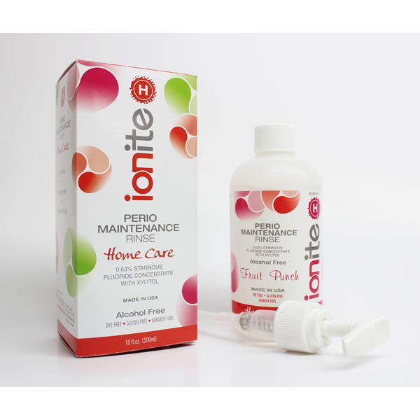 Ionite-H 0.63% Stannous Perio Rinse - Fruit Punch, 10 oz. Bottle. Clear anti-cavity