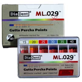 DiaDent ML.029 #25 Gutta Percha Points Spillproof (120/box). Millimeter Marked, Laser Inspected