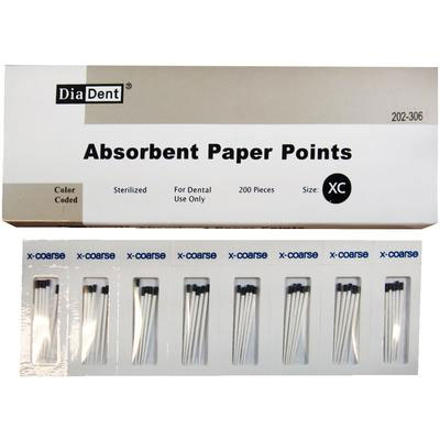 DiaDent Extra-Coarse Black Absorbent Paper Points, Hand Rolled, Cell Pack of 200 points