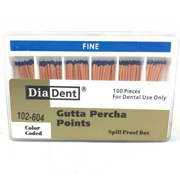 DiaDent Fine, Blue Gutta Percha Points, Hand Rolled, Spillproof box of