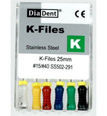 DiaDent K-Files 31mm #45 6/Box. Stainless Steel