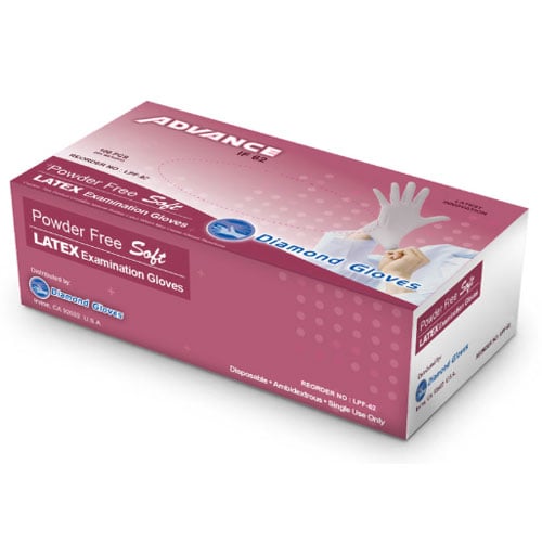 Advance IF62 Latex Examination Gloves White MEDIUM PowderFree