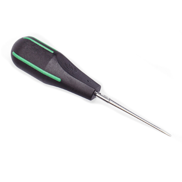 Luxator Forte Elevator F25 - 2.5 mm Straight Blade Luxator. Black Handle with Green Stripes. Extra
