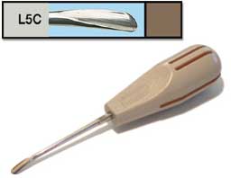 Luxator Periotomes - 5 mm Curved Blade, Brown Stripes. Indicated for large molar roots & general
