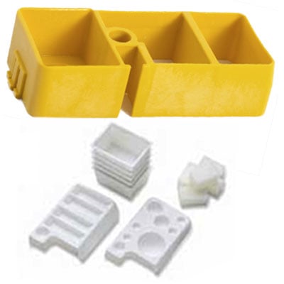 PractiPal Multi Block - Yellow, Single Block Organizer with inserts. Includes 5 pieces of each