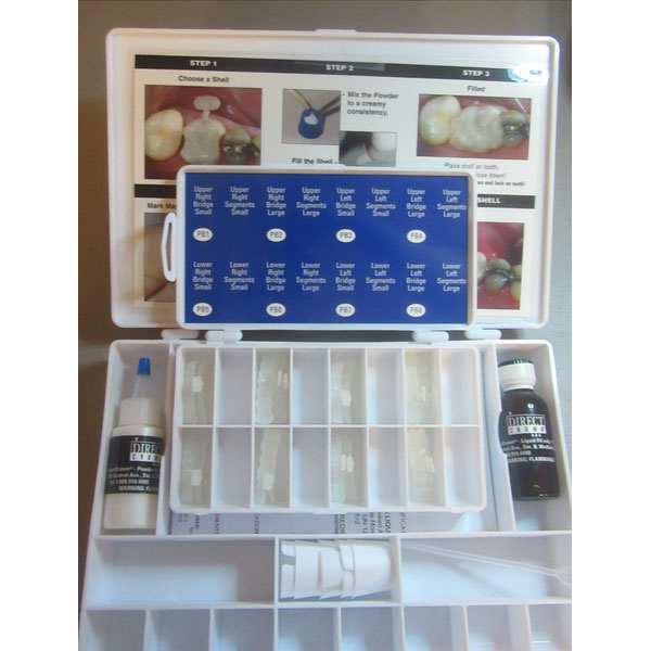 DirectCrown Bridge Posterior Bridge Kit - 16 Adult Bridge Shells (Translucent), Powder & Liquid