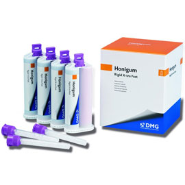 Honigum Rigid X-tra Fast Impression Material 4 - 50ml Cartridges & 8 Mixing Tips. Rapid setting