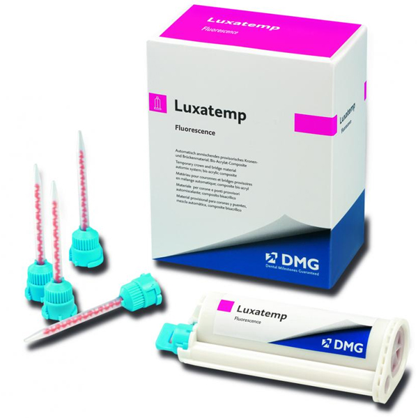 Luxatemp Fluorescence A2, 1 - 76 Gm. Cartridge and 15 Automix Tips. Temporary Crown & Bridge