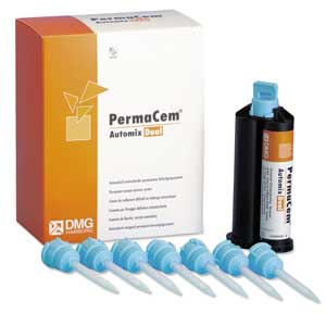 PermaCem Automix Transparent Dual Cure kit. Kit contains: 1 - 52 gram cartridge and 40 mixing tips