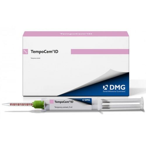 TempoCem ID SmartMix - 5 ml Syringe, 10 Smartmix Tips. is a zinc oxide, eugenol-free temporary