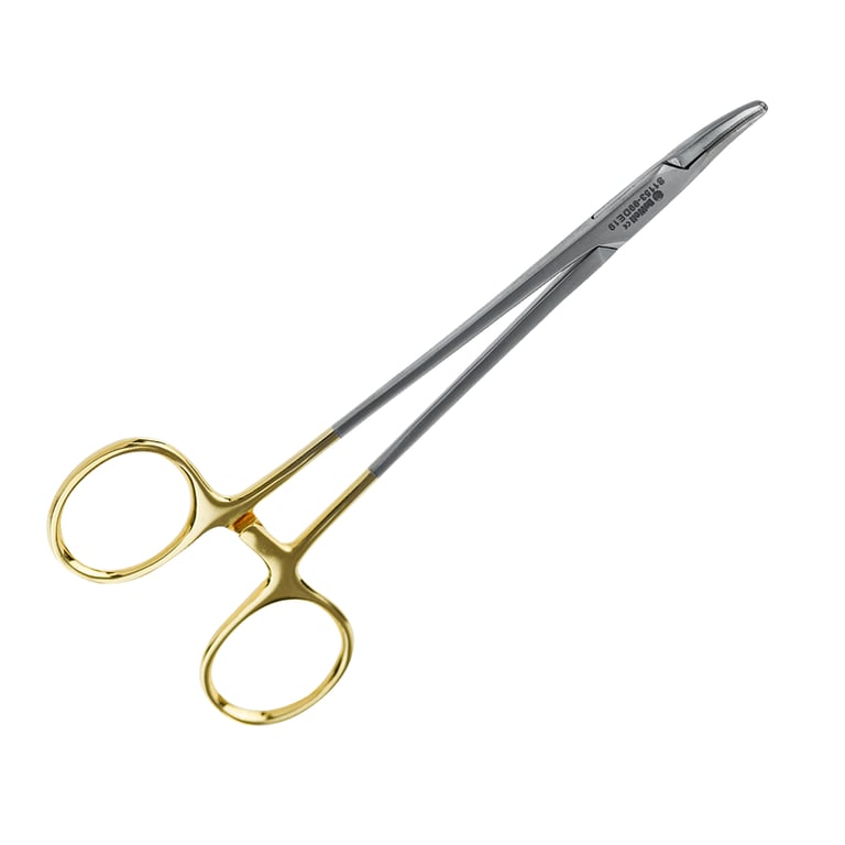DoWell 15cm Crile-Wood Tungsten Carbide Needle Holder, Curved, 1/Pk. Features serrated jaws