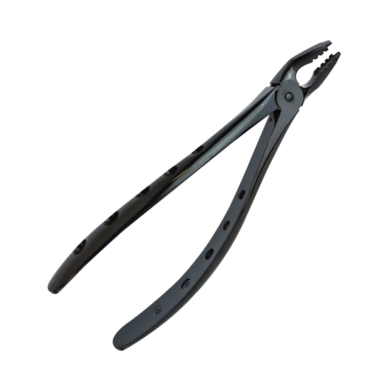DoWell F-2N Black Titanium Apical Retention Forceps, Lower Universal, 1/Pk. Features beveled