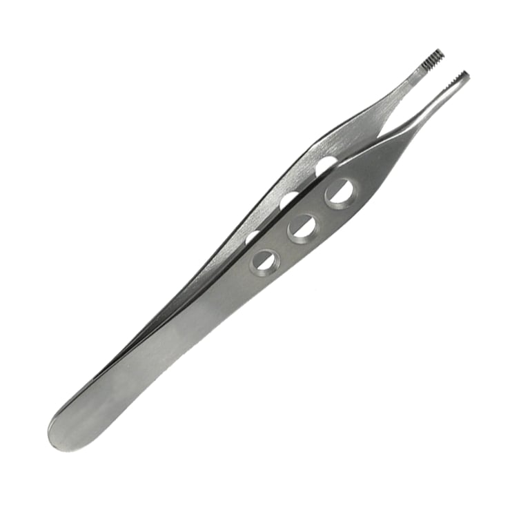 DoWell 12cm Adson 1 x 2 Tissue Plier Forceps, Curved, 1/Pk. Features fine teeth that grasp