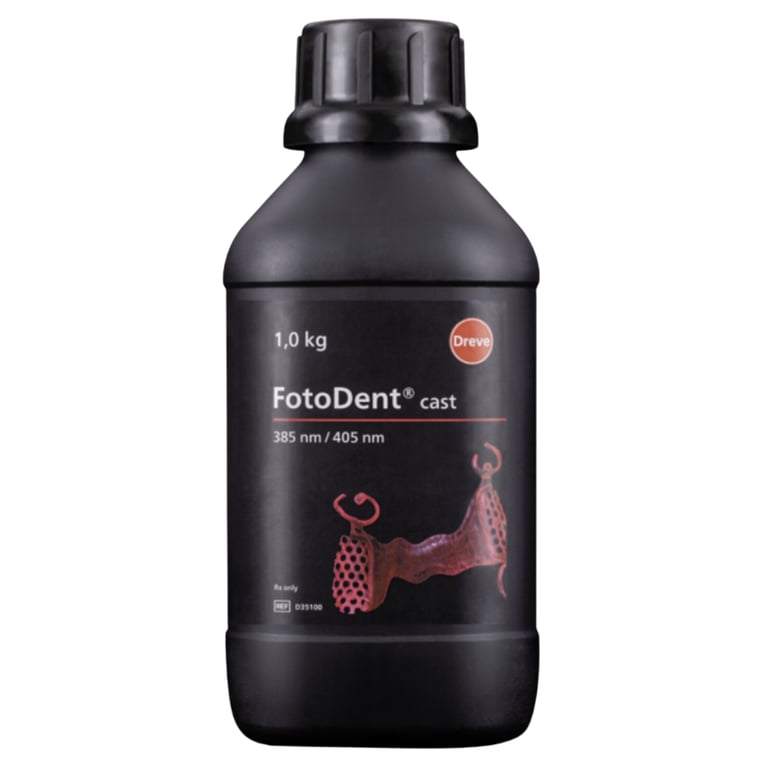 FotoDent Cast Burn-Out Resin, 385/405 nm, Red Transparent, 1kg Bottle, 1/Pk. Produces burn-out