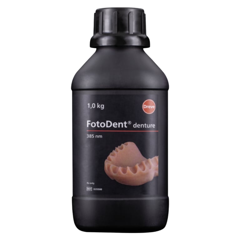 FotoDent Denture Base Resin, 385/405 nm, Pink Transparent, 1kg Bottle, 1/Pk. Prints denture bases