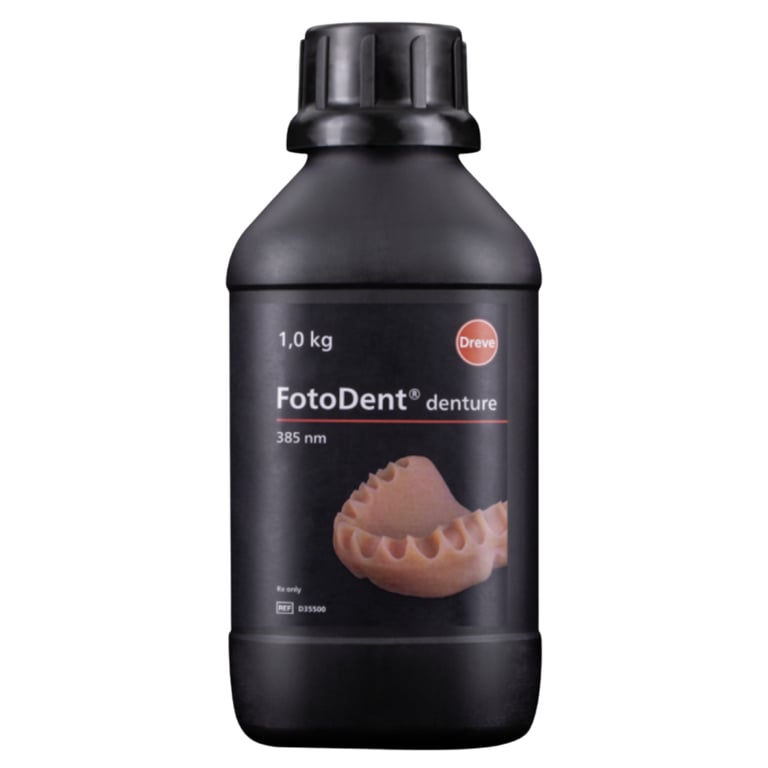 FotoDent Denture Base Resin, 385/405 nm, Pink Opaque, 1kg Bottle, 1/Pk. Prints denture bases