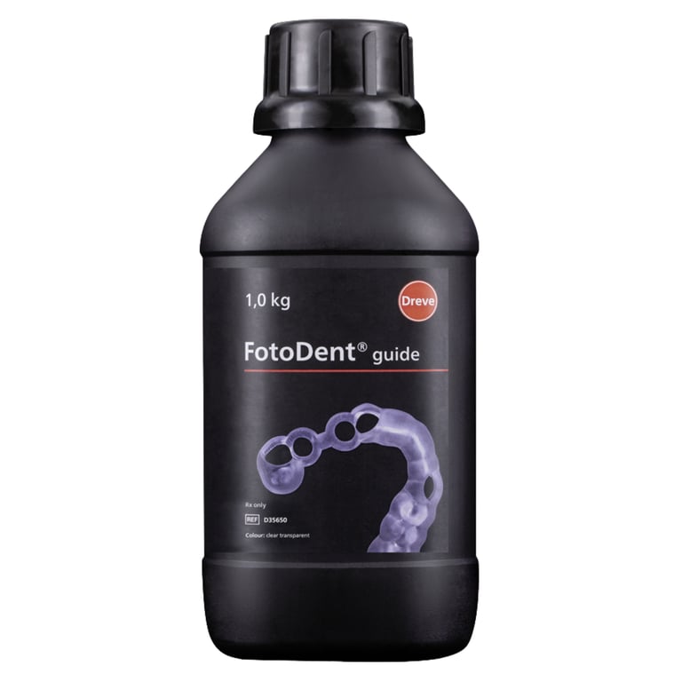 FotoDent Surgical Guide Resin, 385/405 nm, Clear Transparent, 1kg Bottle, 1/Pk. Prints dental