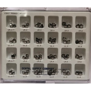 DSC 1st Primary Molar Stainless Steel Crown Kit, Box of 72 assorted crowns