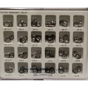 DSC 2nd Permanent Molar Stainless Steel Crown Kit, Box of 72 assorted crowns