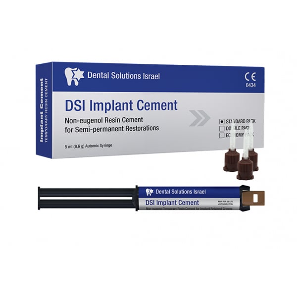 DSI Implant Cement 8.6g (5ml) Automix Syringe & 10 Tips. Temporary, dual-cure, eugenol-free