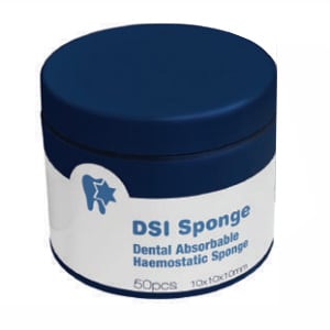 DSI Absorbable Hemostatic Gelatin Sponges 50 per jar. Non-sterile. Quick and effective hemostasis