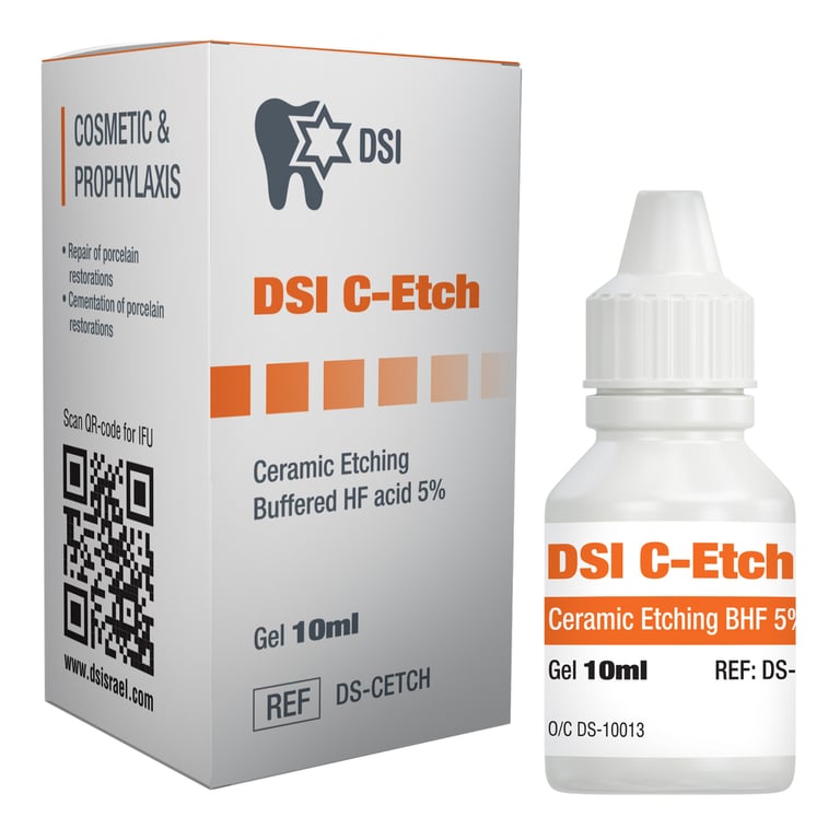 DSI 5% Hydrofluoric Acid Porcelain Etch, Semi-Gel, 10ml Bottle, 1/Pk. Creates micro-retentive