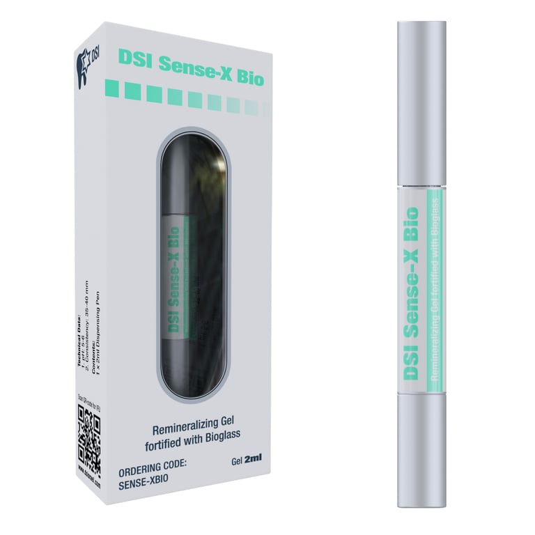 DSI Bioglass Sense X Bio Remineralizing Gel, 2ml Brush, 1/Pk. Accelerates enamel hardening