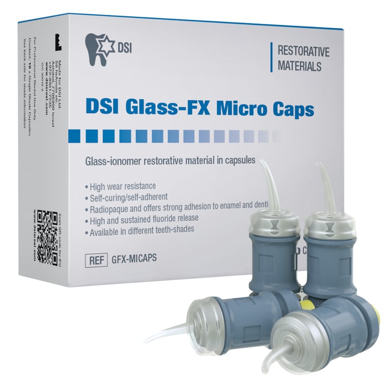 DSI Glass FX Micro Caps Self Cure Glass Ionomer Cement, A2, Capsule, 10/Pk. Restores primary teeth