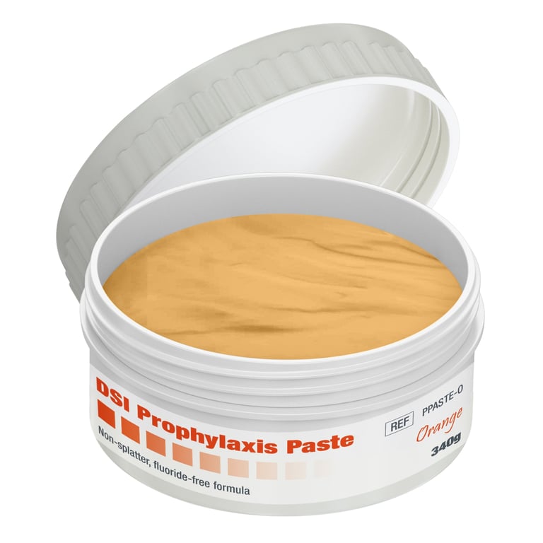 DSI Prophylaxis Paste with 1.23% Fluoride, Orange, 340g Jar, 1/Pk. Compounded with an abrasive