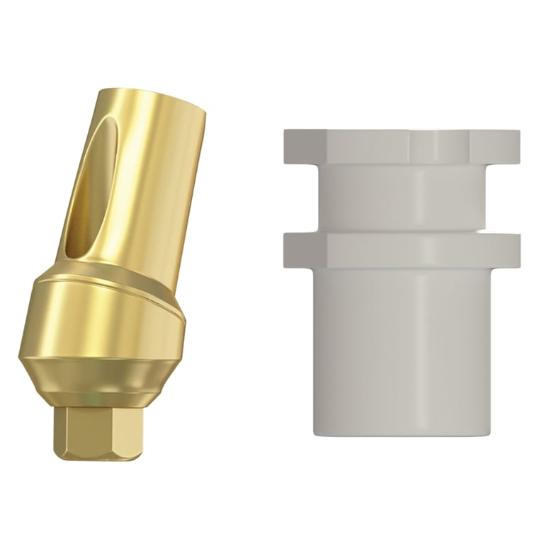 DSI Snap-On 1.0mm Titanium Concave 15° Angulated Transfer Abutment, 2.42mm, RP, Multi-System