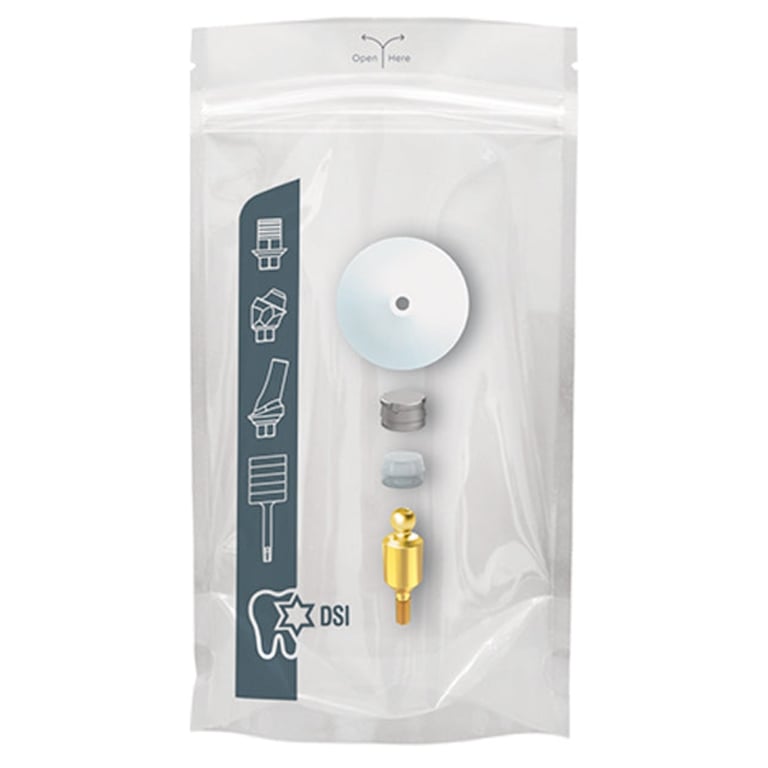 DSI, Straight Titanium Ball Attachment Basic Set, 1.0mm Collar, Single Kit. Includes: 1 x Ball