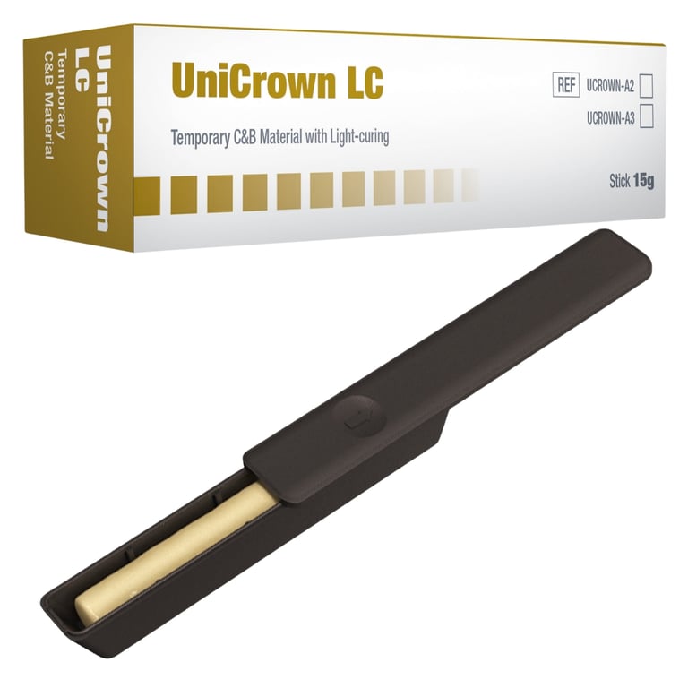 DSI UniCrown LC Light-Cure Temporary Crown & Bridge Material, Shade A2, 15g, 1/Pk. Hardens under