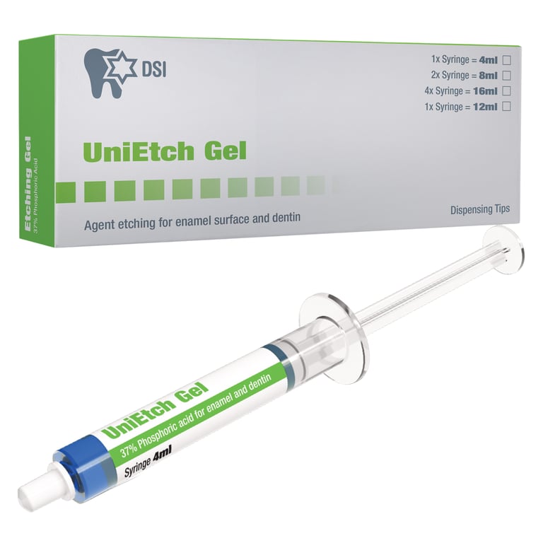 DSI UniEtch 37% Phosphoric Acid Etching Gel, 4 x 5.8g Syringes, 1/Pk. Incorporates