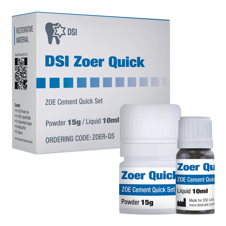 DSI Zoer Quick Set Cement, Fast Setting, 15g Powder, 10ml Liquid, 1/Pk. Delivers high compressive